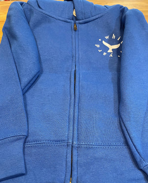 Childrens Whale Tail full Zip Hoodie in Bright Blue