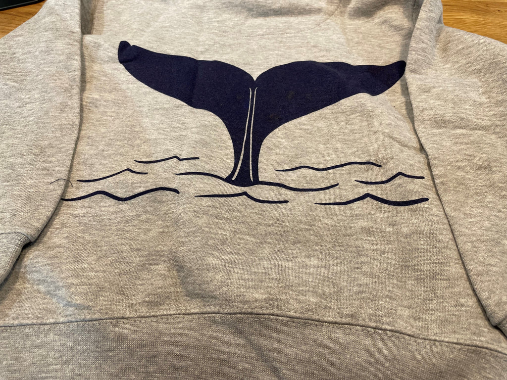 Childrens Whale Tail Pullover Hoodie in Grey