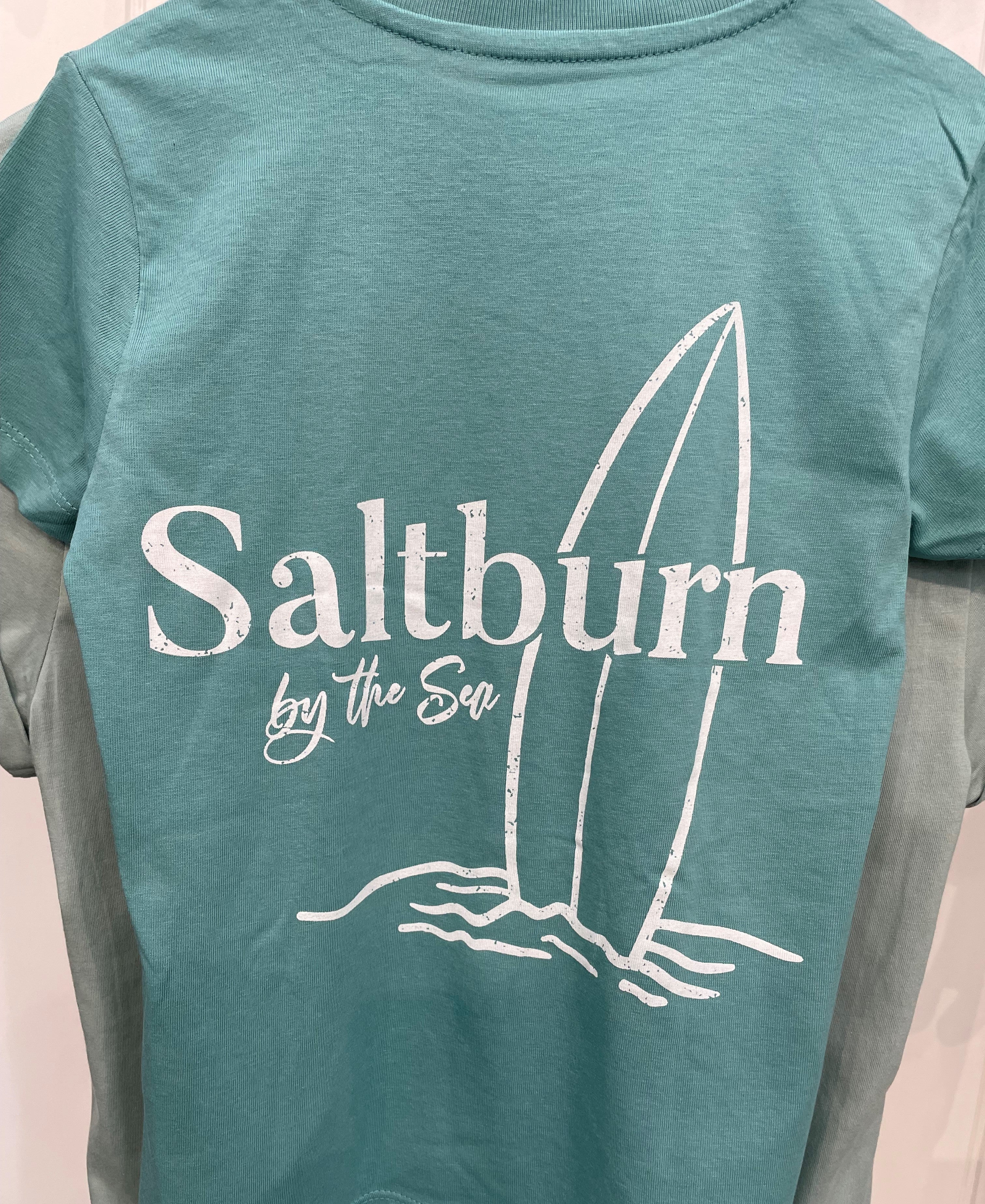 Children’s T Shirt ‘Saltburn Surfboard’ - Teal