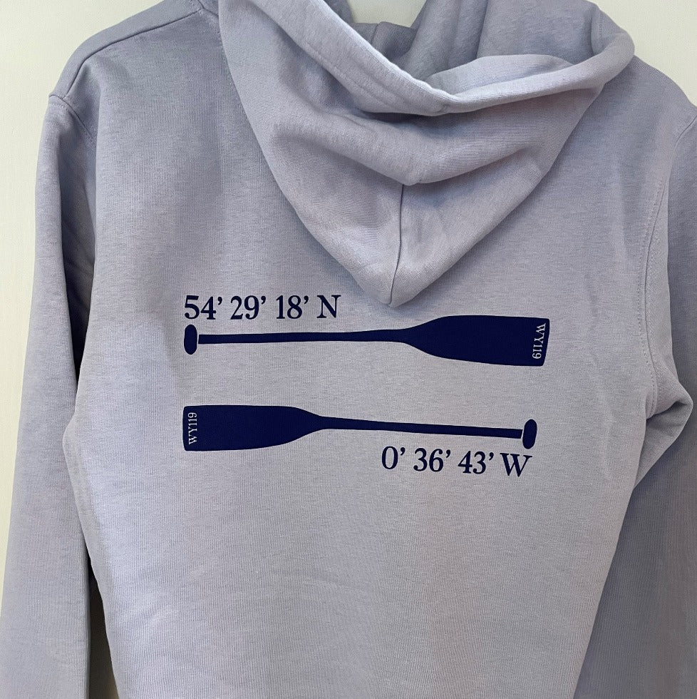 Unisex Oars with Coordinates Pullover Hoodie in Lavender