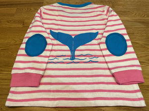 Baby Stripe Whale Tail T shirt - Pink